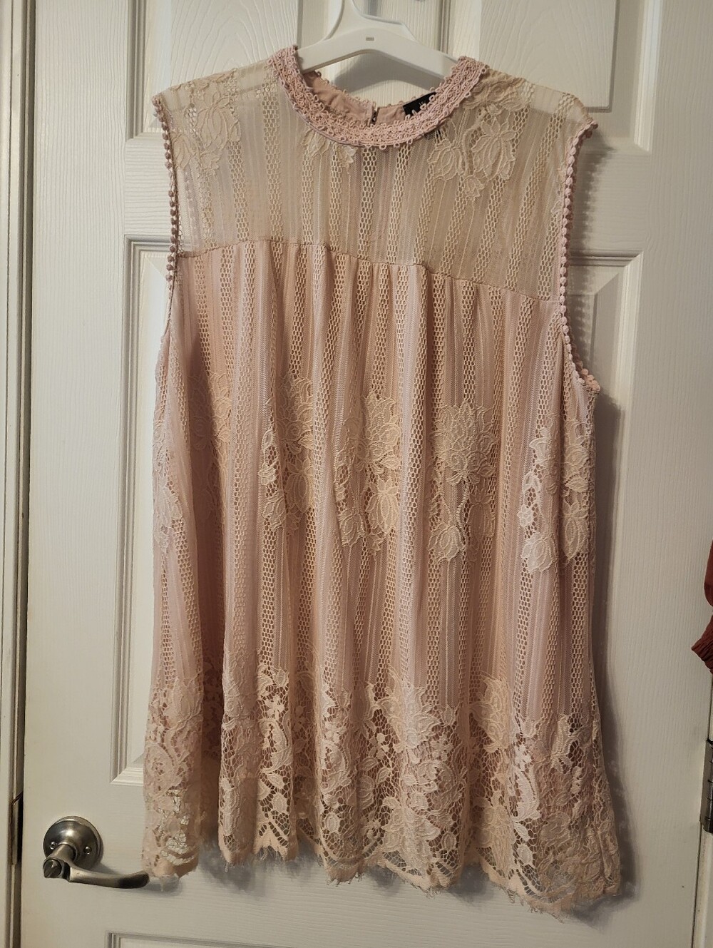 Worthington Pink Crochet Lace Blouse